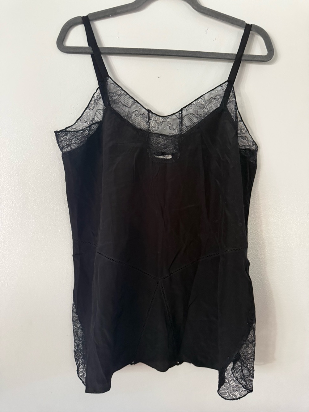 Tommy Vintage Black Lace Trim Slip Dress Camisole Cami Top Size 10